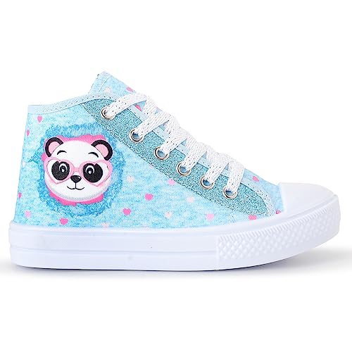 Tênis Infantil Feminino Casual Panda Menina Botinha Glitter (AZUL CANO ALTO, BR, Criança de 4 a 8 an