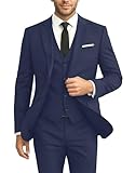 Trajes de Hombre 3 Piezas Set Slim Fit Traje de Boda Padrinos de Baile Traje de Esmoquin de Negocios Formal Casual Traje de Novio Chaqueta Pantalones Blazer, Large
