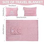 Travel Blanket and Pillow-2-in-1, Ultra-Soft&Compact, One-Piece Airplane Blanket with Hand Luggage Belt and Backpack Clip,Travelers Accessories Gifts, 61x43 Inches (Pink) - Image 3