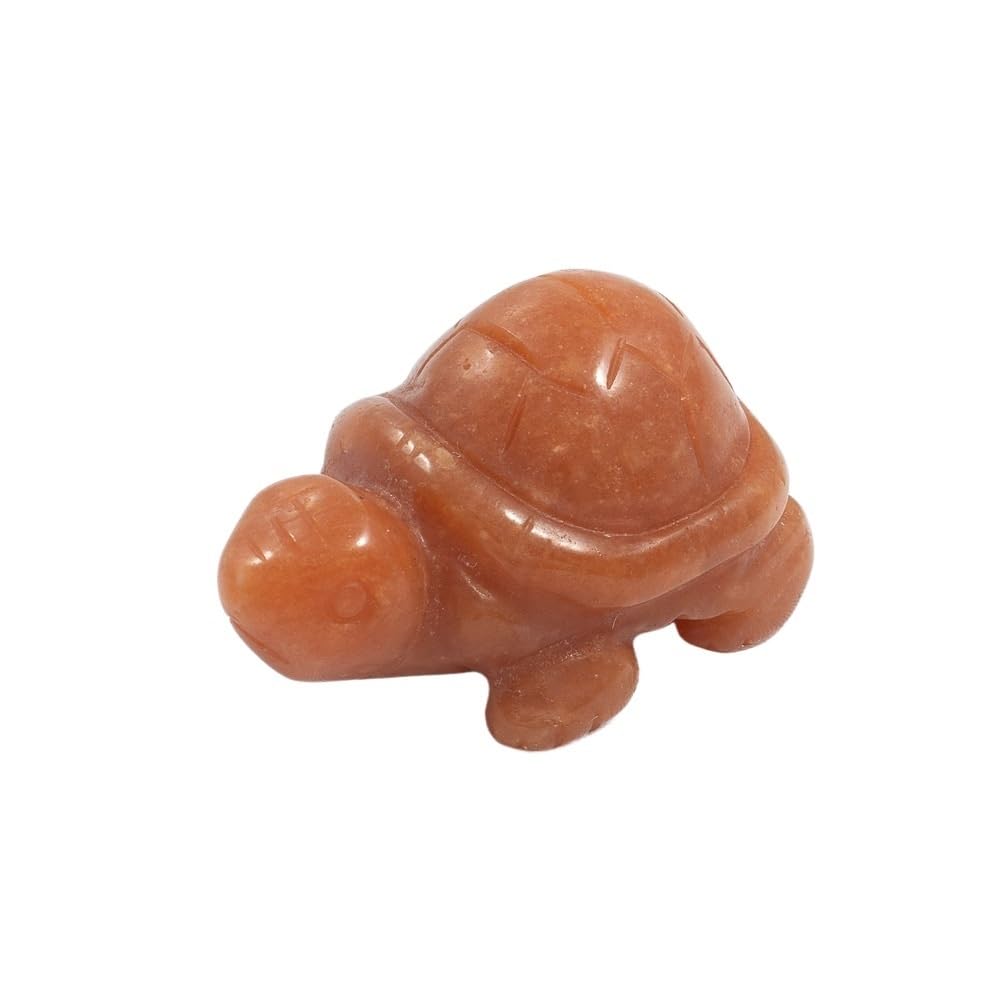 HUFFA 1.5 Inch Aventurine Jade Turtle Carving - Crystal Animal Ornament for Home Decoration(Redaventurine)