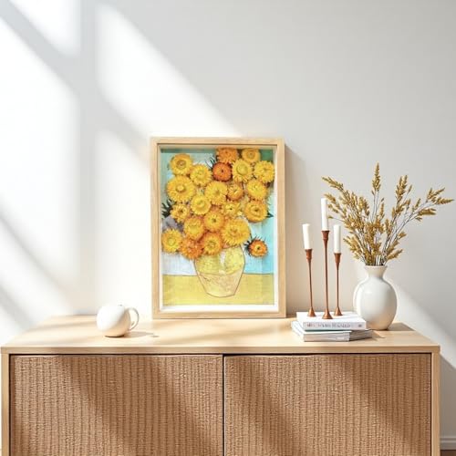Cuadro decorativo Van Gogh girasol en marco de madera miniatura 3