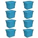 Sterilite 17314308 18 gallon/68 Liter Tote, Blue Aquarium, 8-Pack