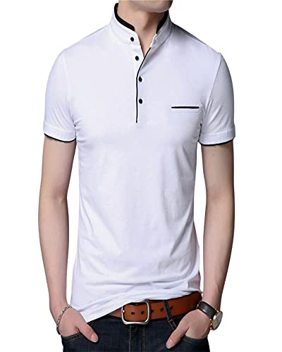 Image of Cotton Mandarian Collar T-Shirt for Men Pack of 1 (Size-S, M, L, XL, XXL)