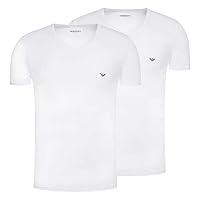 Emporio Armani Core Logoband Uomo 2-Pack V Collo T-Shirt Bianca S Regolare