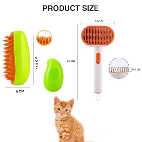 Image of 2-in-1 Pet Grooming Set for Dogs & Cats | Slicker Brush for Loose Fur & Detangling + Steam Massage Brush for Bathing & Relaxation | Safe, Gentle & Effective Daily Grooming Tools
