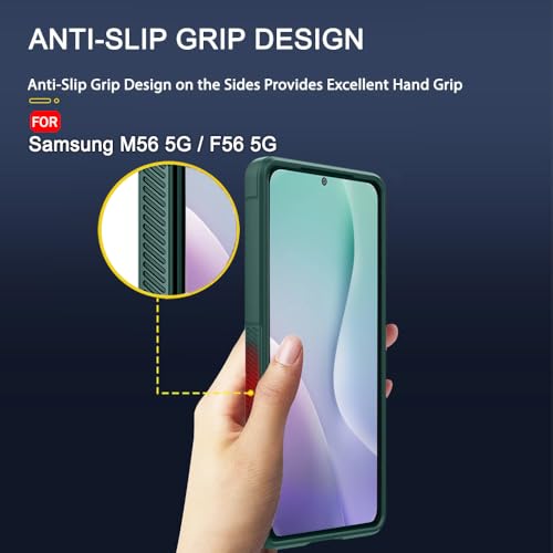 Image of TheGiftKart Liquid Silicon Back Cover Case for Samsung Galaxy M56 5G / F56 5G | Shockproof Military Grade Protection | Micro-Fibre Cloth On Inner Side | Anti-Slip Grip Back Cover Case (TPU, Green)