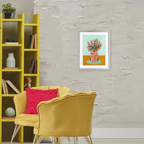 Affiche Flowers Remind Rain Is Necessary sous verre cadre gris salon 53x43cm