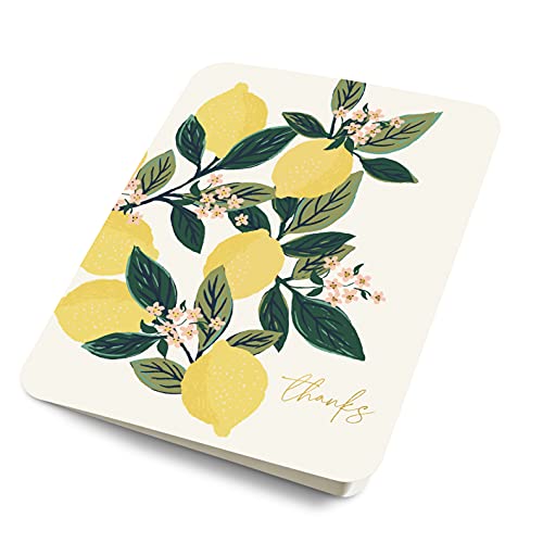 Image of Studio Oh! Artisan Note Cards Set, 8 Blank Cards and Envelopes, 4.25 inch x 5.5 inch, 260 GSM Textured Art Paper Weight, Greeting Card with Artwork for Birthday, Thank You Notes, Wedding, Lemon Tree