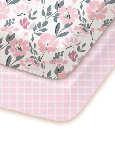 Image of Pack and Play Sheets Fitted 2 Pack, 38x26 Graco Pack n Play Sheets for Playard & Travel Crib Mattress, Ultra Soft Jersey Knit, Breathable Stretchy Deep Pocket, Compatible with Mini Cribs