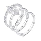 Tolldek Anillo de boda de oro blanco de 9 K/14 K/18 K, pequeño anillo de compromiso clásico con moissanita, talla 47-65, oro blanco 375/585/750, talla 47-65, Oro blanco 375 de 9 quilates, Moissanita