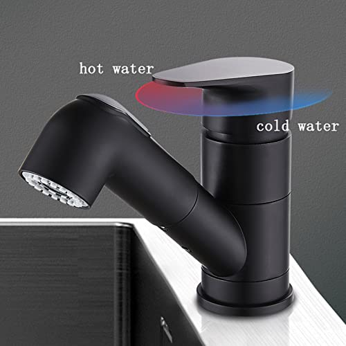 Mitigeur de lavabo monotrou chaud et froid avec douchette rétractable - 7