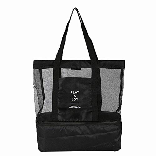 Penaio Double Mesh Lunch Bag Cool Box Camping Thermal Bag Camping Picnic Bag Red Black