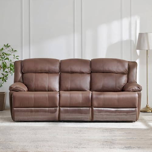 Image of Home Centre | Torino Half Leather 3+2 Seater Set | Solid Wood, Faux Leather | Brown | 2 Year Warranty