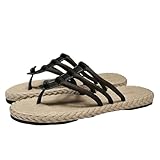 LUYYBDBG Chancletas Chanclas De Cuerda Trenzada, Sandalias Ligeras Suela Gruesa, Zapatos Playa para Hombre Uso Exterior, Antideslizantes-marrón-41