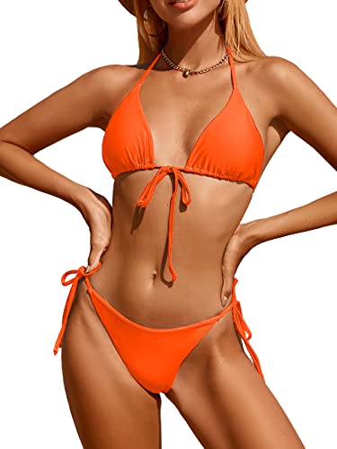 Image of Bikinis Swimsuit Set for Women Swimwear Triangle Bathing Suit Tie String Thong