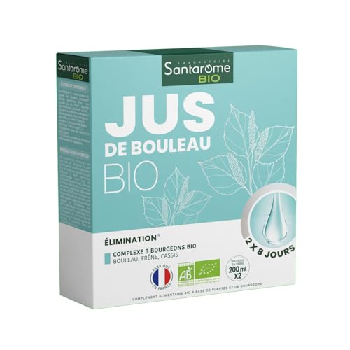 Santarome Bio - Jus de Bouleau Bio | Complément Alimentaire Détox et Elimination | Draine & Détoxifie - Légèreté & Bien-Etre - Bourgeons de Frêne,...
