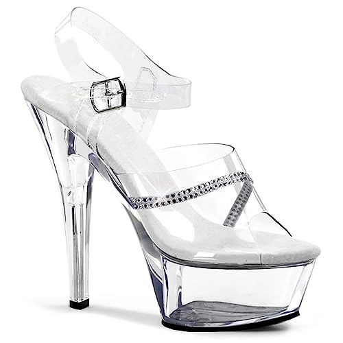Talons hauts 15 cm sandales en cristal clair pour mariage et gala