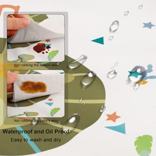 Long Sleeve Baby Bibs, Waterproof Sleeved Bib Smock for Baby Toddler 6-36 Months,Reusable with Catch-all Pocket (Lion)