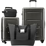 Flieks 2 Piece Luggage Set with Bags Expanable Spinner Wheels ABS Lightweight Suitcase with TSA Lock 20'+28', Dark Gray