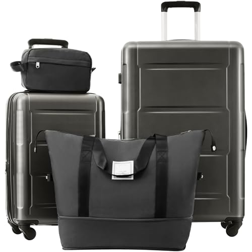 2 Piece Luggage Set for Travel, Lightweight ABS with Expandable Spinner Wheels, Dark Gray