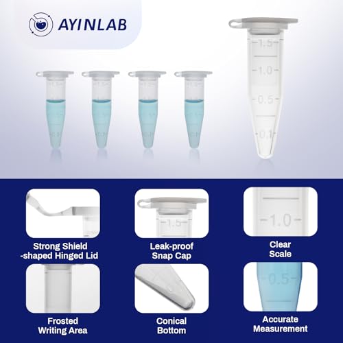 Ayinlab LXG-1.5ML-500PCS Microcentrifuge Tubes 1.5Ml, Ayinlab Polypropylene Plastic Tubes 500Pcs thumb #2