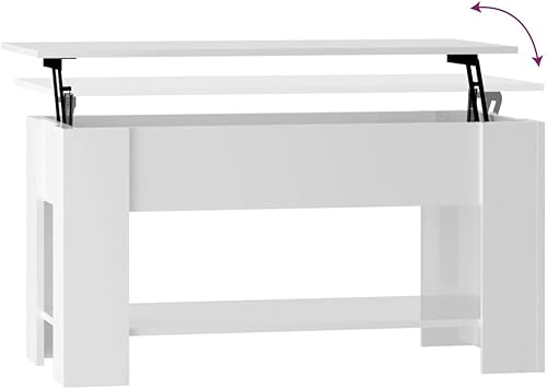 Miniatura 6 de Mesa de centro convertible, mesa de centro para sala de estar, adecuada para sala de estar, oficina, balcón, sala de estar familiar, color blanco