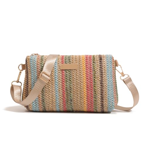 Bolso de playa de paja para mujer con correa desmontable miniatura 1