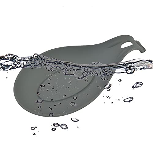 Happorg Spoon Rest(Pack Of 2) For Kitchen Counter Bpa Free Silicone Spoon Clean Easy Rest Heat Resistant Classy Look Smooth Surface For Cooking Brush, Spatula, Ladle Utensil Rest (Grey-2Pcs) #TOP2