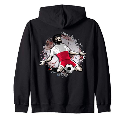 Poland Soccer Polish National Flag Proud Football Lovers Art Zip Hoodie, Black