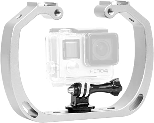 Selens Estabilizador de Agarre de fotografía para cámara subacuática de Buceo para cámara de acción Pro Sports, con Orificio de 1/4 "3/8", Soporte de Mano de Doble Brazo para Hero SJCAM Xiaomi Yi Cover