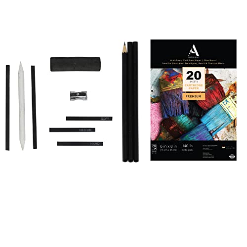 Artists Sketching Kit 11 Pcs Drawing Set with 2 Graphite Pencils, 2 Compressed Charcoal, 2 Graphite Sticks, 2 Charcoal Sticks, Blending Stump, Kneaded Eraser & Sandpaper Block product image 6