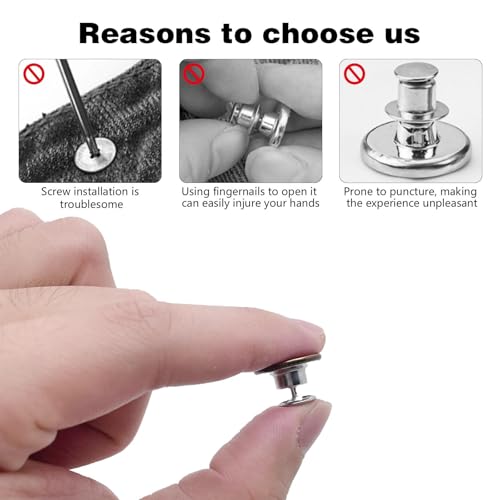 Miniatura 5 de Skythrive 12 Pcs Botones Para Vaqueros, Botones De Presión Instantáneos, Sin Costura, Para Ropa Casual Y Deportiva