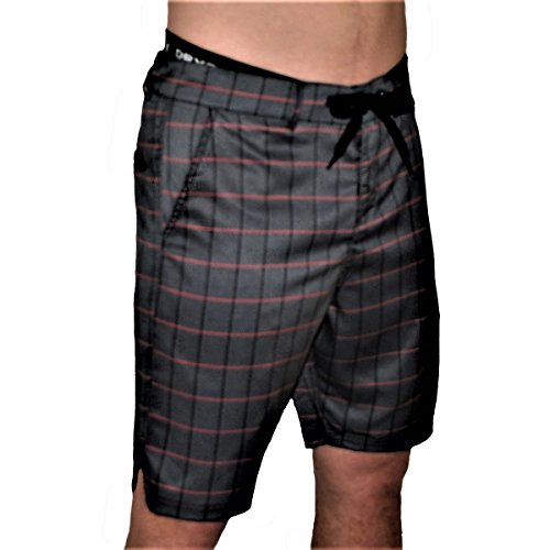 Mens Athletic Shorts, Perfect to be Worn as Mens Boardshorts, Mens Golf Shorts or as Mens Swim Shorts (Black Plaid, 36)