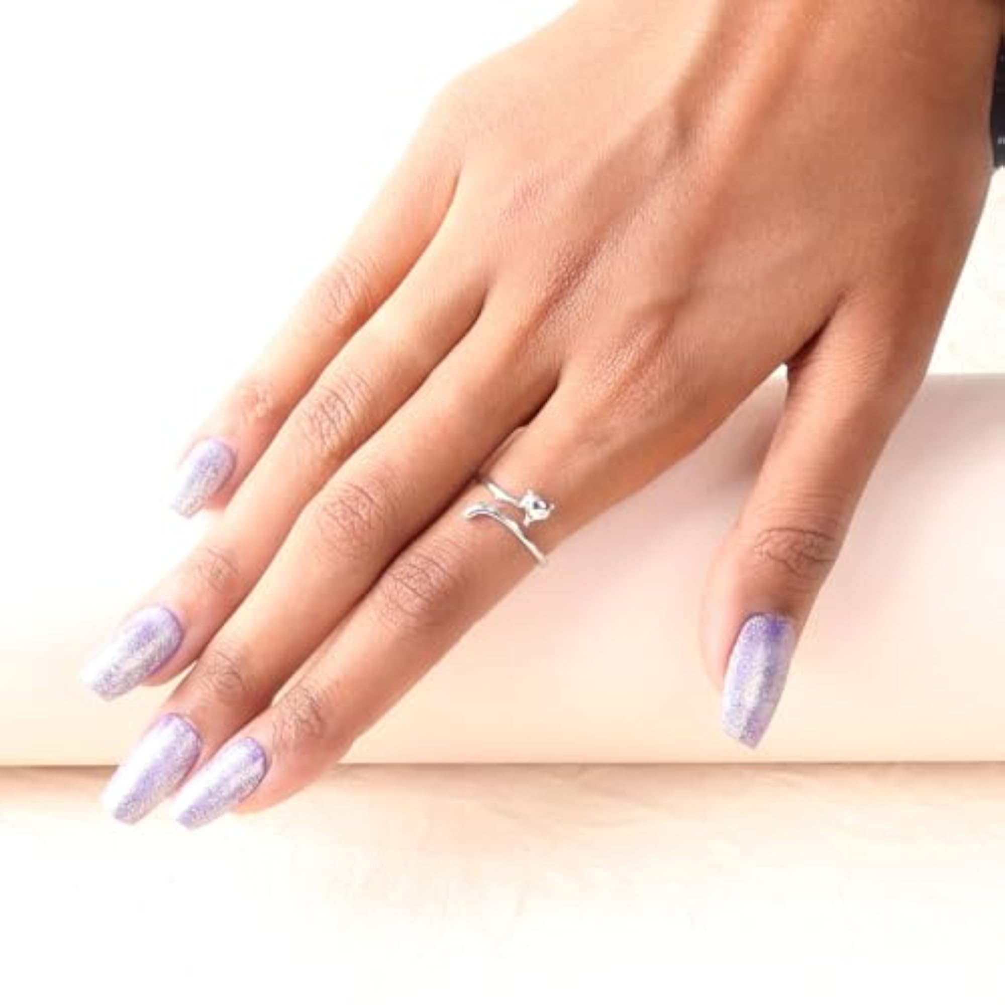 Women's Glossy Silver Adjustable Ring
