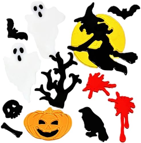 Halloween Gel Window Stickers – 4 Sheets Spooky Gel Clings for Windows, Mirrors & Glass – Ghosts, Pumpkins, Haunted House, Witch, Bats & More – Reusable Halloween Decorations - Image 2