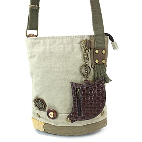 CHALA Patch Cross-Body Women Handbag, Sand Canvas Messenger Bag3
