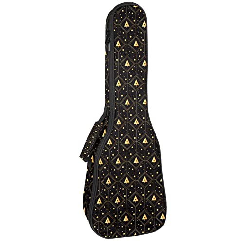Housse ukulélé concert et soprano rembourrée 10mm motif sapin doré