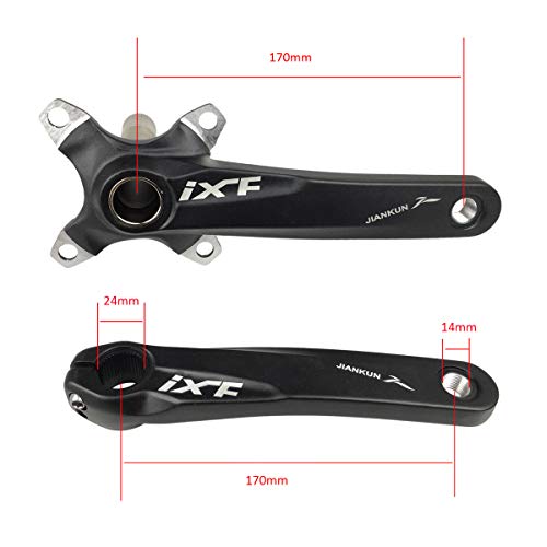 BNVB Bike Crank Arm Set, 170mm 105 BCD Mountain Bike Crank Set with Bottom Bracket Crank and Chainring Bolts for MTB BMX Road Bicyle, Compatible with Shimano, FSA, Gaint (Black)