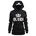 Pareja King & Queen Sudaderas con Capucha Manga Larga Encapuchado Jersey Pull-Over...