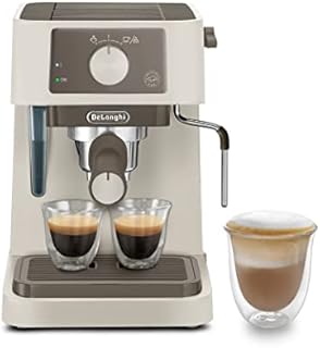 De'Longhi Stilosa EC235.CR, Ręczny ekspres do kawy, System Cappuccino, Kawa w proszku lub kapsułkach E.S.E, 1 litrowy zbiornik, 1100 W, Kocioł ze stali nierdzewnej, 1100W, Krem