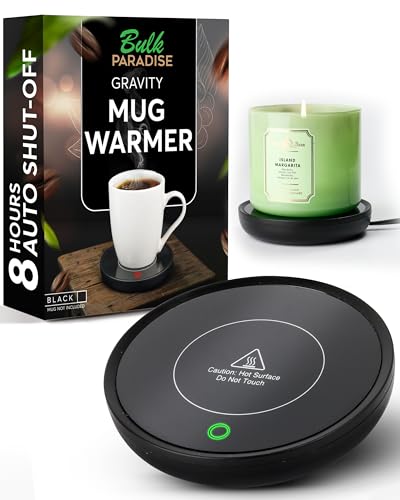 Coffee Mug Warmer with Auto Shut-Off – Compact 17W Cup Warmer for Desk with Gravity Switch – Electric Candle Warmer Plate for Jar Candles – Keeps Coffee, Tea & Drinks Warm – Safe & Durable (Black)