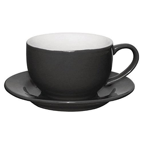 Olympia Cafe Coffee Cup with Handle Charcoal - 230ml 8fl oz (12 Pack) - Dishwasher Safe, Stoneware Hot Drink Mugs GK075 - Image 3