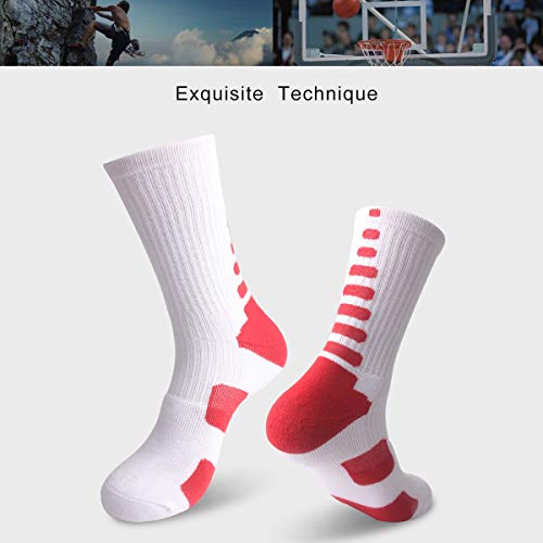 OLCHEE Boys Sock Basketball Soccer Hiking Ski Athletic Outdoor Sports Thick Calf High Crew Socks 4 Pack C, Size M3
