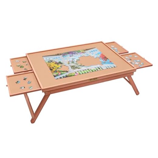 Bits and Pieces - Jumbo Puzzle Wooden Plateau Lounger with Cover-Smooth Fiberboard Work Surface - Puzzle Storage System