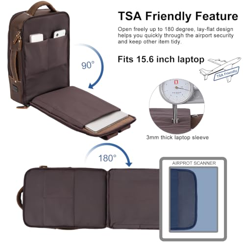 TIDING Expandable Leather Backpack