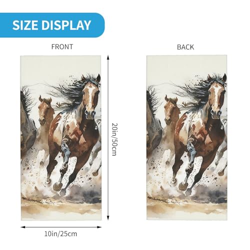 Runing horses western art watercolor Cuello Balaclava Bandana para mujeres y hombres para motocicleta ciclismo esquí fiesta miniatura 3