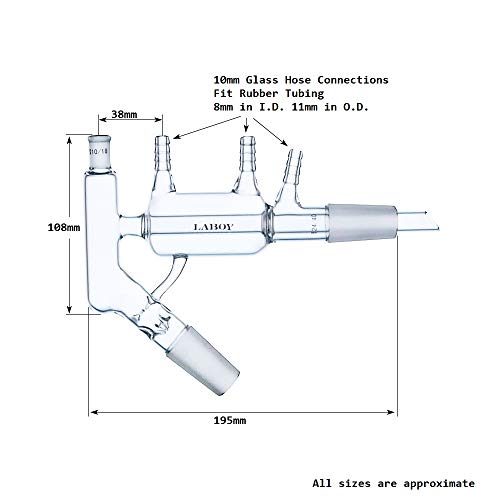 Laboy Glass Short Path Head With Vigreux Vacuum Apparatus With 24/40 Lower Inner Joints & 10/18 Thermometer Joint Liebig Condenser Lab Glassware #TOP1