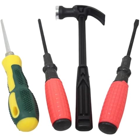 biyya® 4Pcs Home Tool Kit, 3 Screwdrivers 1 Hammer Essential Household Hand Tools Screwdriver Set with Hammer Home and Office Tool Kit Set Cover