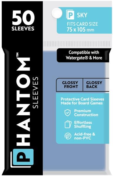 5 Packs Phantom Sleeves: Sky Size (75mm x 105mm) - Gloss Gloss (50) (Compatible with: Watergate and More) Value Bundle!