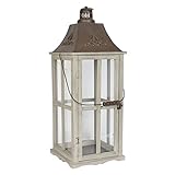 Sólido madera MICA Decorations Wood Series Farol, Gris, 28 x 28 x 75 cm